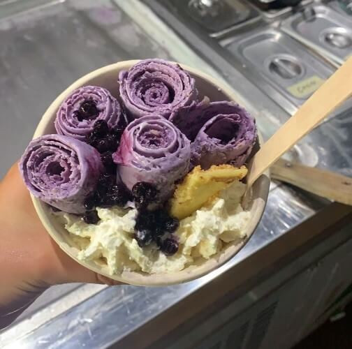 Blueberry Cheesecake rolled ice cream