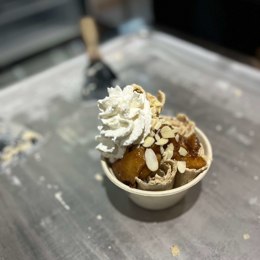 Granny's Apple Crumble rolled ice cream