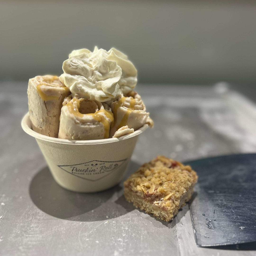 Rhubarbra Streisand rolled ice cream