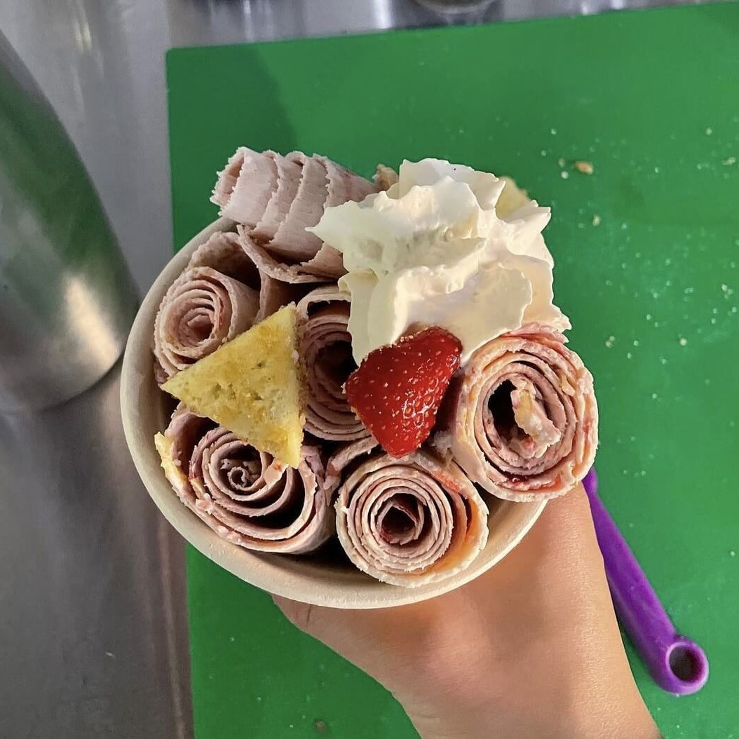 Strawberry Cheesecake rolled ice cream